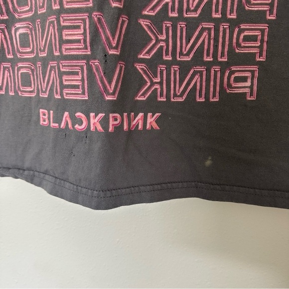 BLACKPINK KPop Small Pink Venom Group Portrait Distressed Deep V- Neck T-Shirt - Picture 5 of 5